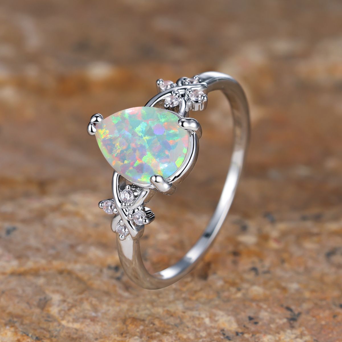 Drop-shaped Inlaid Zircon